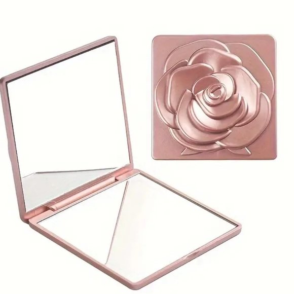 Elegant Silver Floral Compact Mirror - Picture 2 of 8